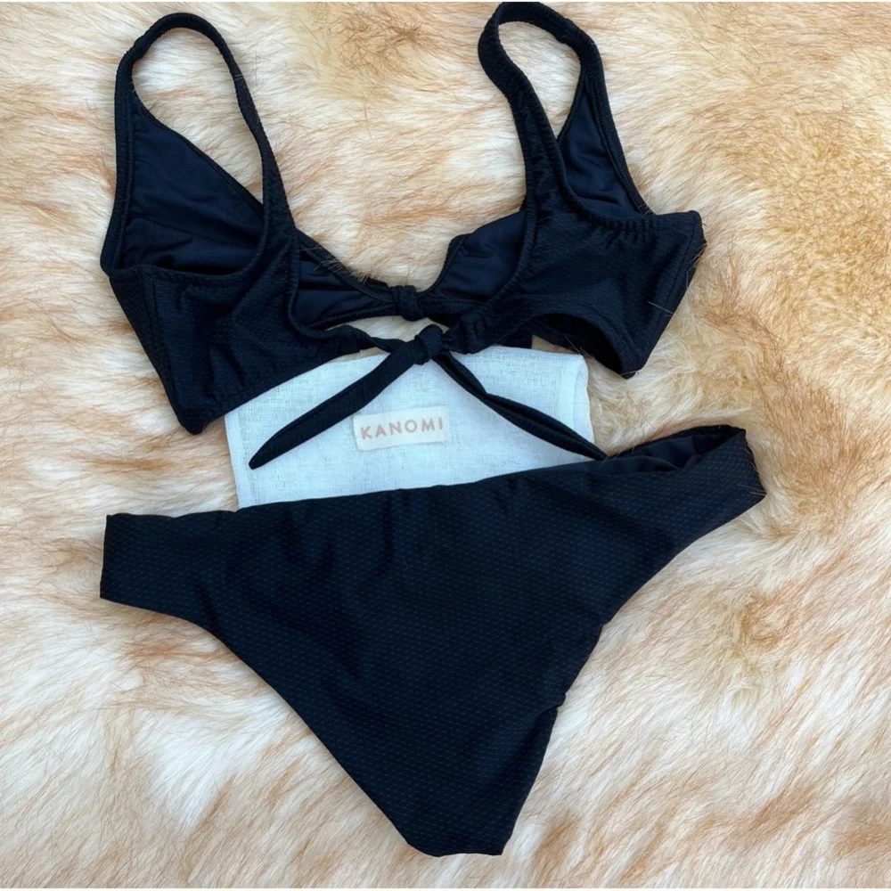 KANOMI Bikini 👙 Tie back bow front Top bottom matching set SzM sexy high waist